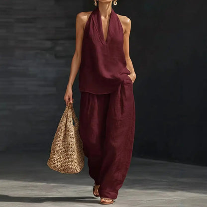 ✨ Effortless Linen Co-Ord Set – Chic Top & Wide-Leg Pants for Everyday Comfort